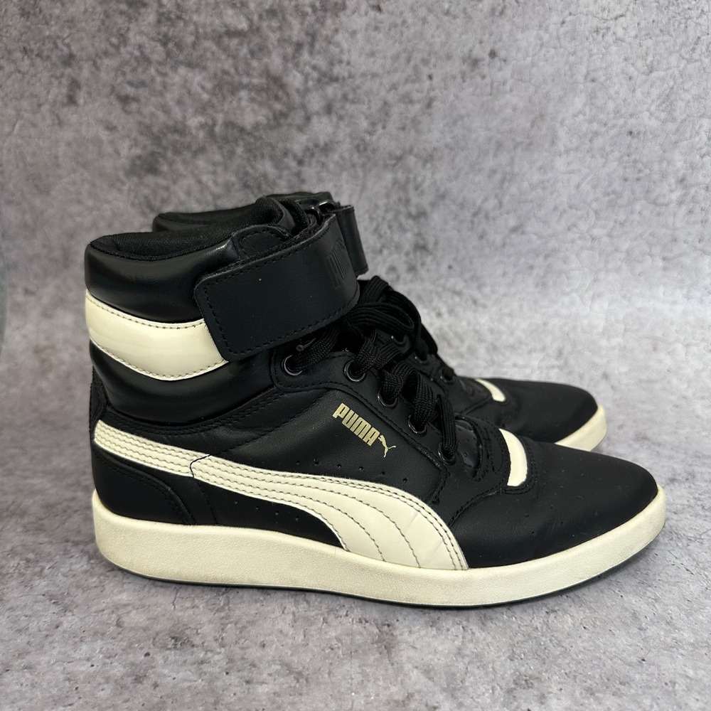 Puma‎ Sky Point Mid L Sneakers Women 5.5 Black High Top Ankle Strap 357077-01